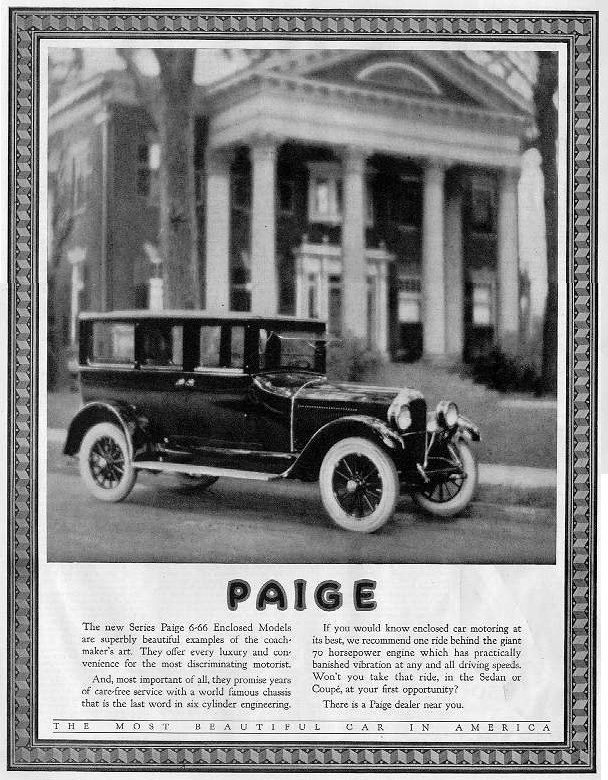 1922 Paige Auto Advertising